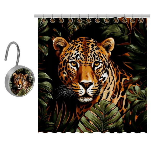 Leopard Shower Curtain Set for Bathroom
