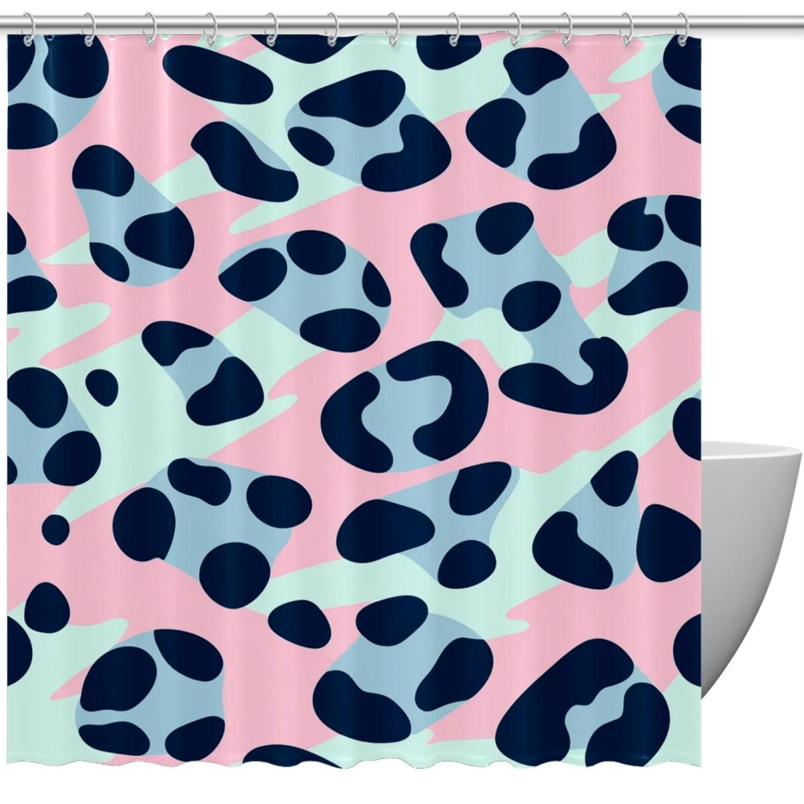 Leopard Shower Curtain Set with Hooks,Home Bathroom Bathtubs Decor Easy