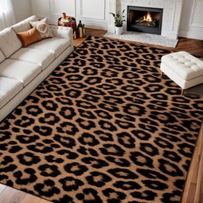 Leopard Skin Area Rug, Animal Print Pattern Carpet, Washable Non Slip Low Pile Soft Thin, Living Room Bedroom Dining Office Home Decor Mat 2x3ft
