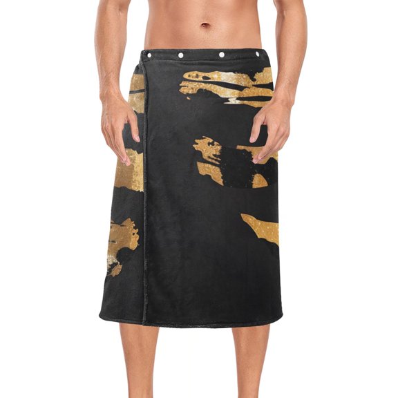 Leopard Skin Heart Striped Bath Towel Wrap for Man Adjustable Shower Wrap Button Closure Body Towel for Sauna Gym