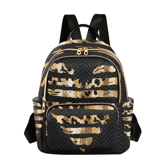 Leopard Skin Heart Striped Travel Laptop Backpack Casual Daypack Lightweight Bookbag Compartment for Business