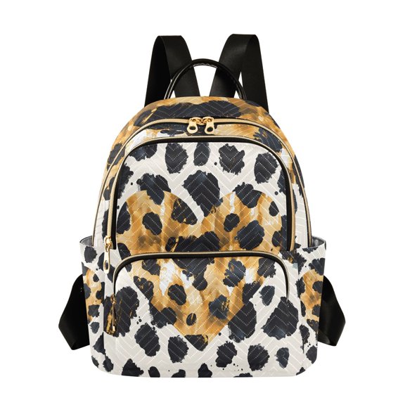 Leopard Skin Heart Travel Laptop Backpack Casual Daypack Lightweight Bookbag Compartment for Business