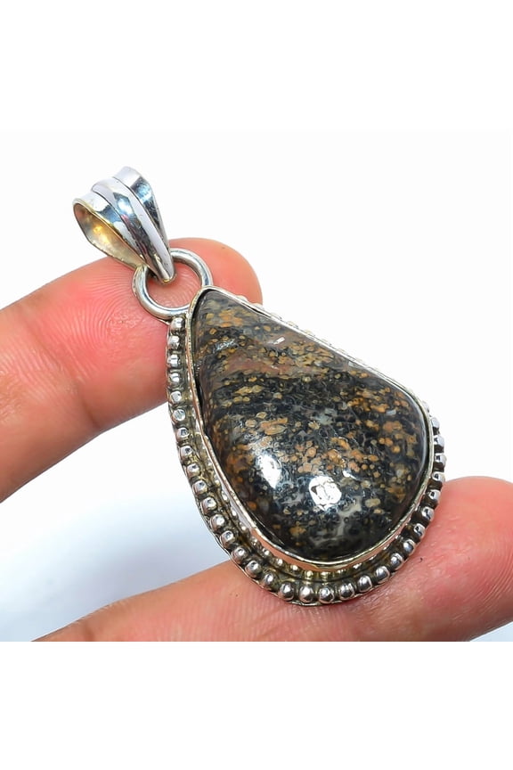 Leopard Skin Jasper - Tonopah 925 Sterling Silver Pendant 1.99" T76, Christmas Gift, Gemstone Silver Jewelry, Jasper Pendant, New Year Sale