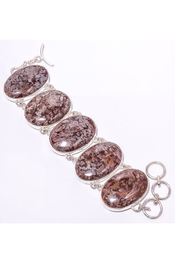 Leopard Skin Jasper - Tonopah Gemstone 925 Silver Plated Bracelet 7.99" A345, Valentine's Day Gift, Birthday Gift, Beautiful Jewelry For Woman & Girls