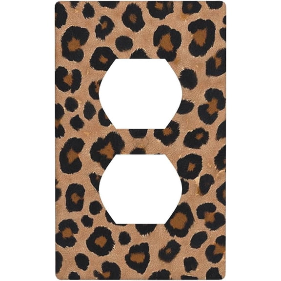 Leopard Skin Wall Plate Covers Lion Tiger Brown Print Wildlife Animal 1-Gang Outlet Cover Switch Plug Duplex Home Decorative Office