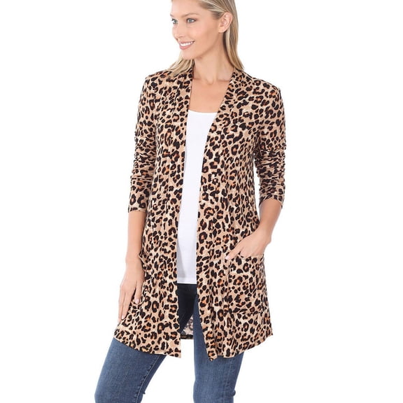 Leopard Slouchy Pocket Open Cardigan Cover-Up