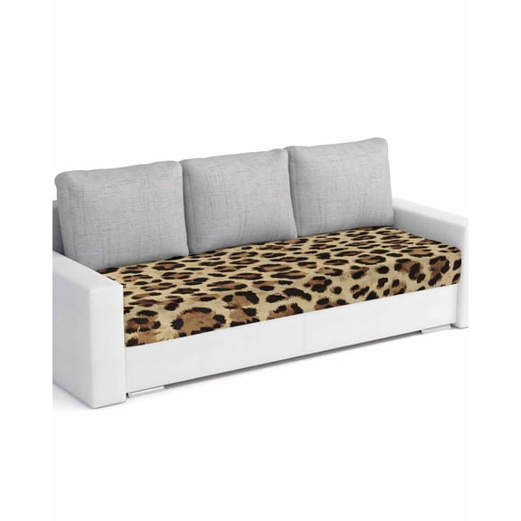 Leopard Sofa Couch Cushion Covers Washable, Removable Stretchable Sectional Couch Covers, Farmhouse Brown Animals Art Modern Slipcovers for L & T Shape Sofa Furniture Protector L Size 1 pc