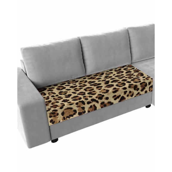 Leopard Sofa Couch Cushion Covers Washable, Removable Stretchable Sectional Couch Covers, Farmhouse Brown Animals Art Modern Slipcovers for L & T Shape Sofa Furniture Protector M Size 1 pc