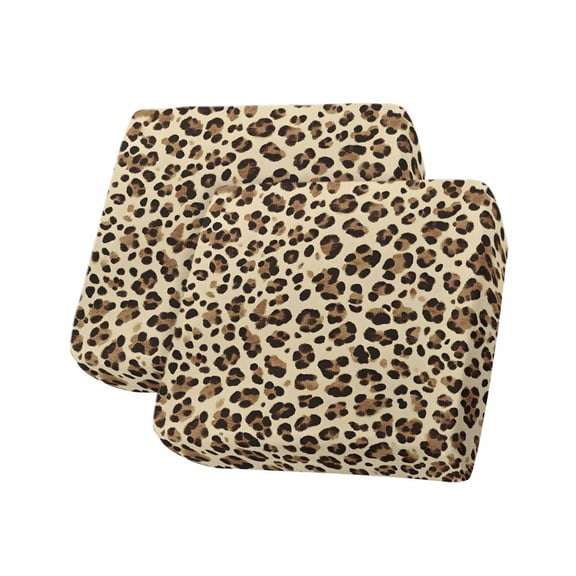 Leopard Sofa Couch Cushion Covers Washable, Removable Stretchable Sectional Couch Covers, Rustic Brown Animals Art Modern Slipcovers for L & T Shape Sofa Furniture Protector S Size 2 pcs