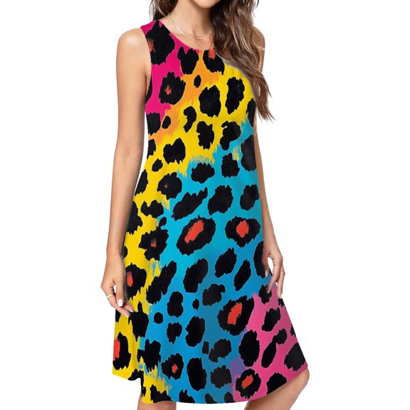 Leopard Spot Dress Elegant Party Dresses Evening Dresses Women Dress Sleeveless Dress Ladies Dresses