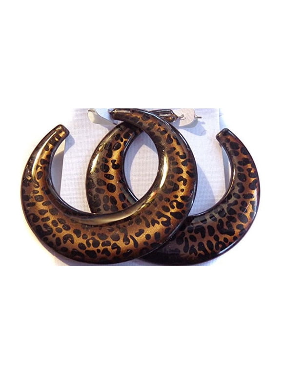 Leopard Spot Earrings Brown Hoop Earrings 2.5 inch