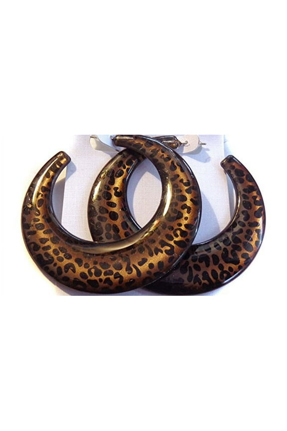 Leopard Spot Earrings Brown Hoop Earrings 2.5 inch