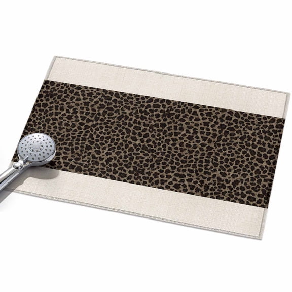 Leopard Spot Washable Area Rug 2 x 3 ft Exotic Brown Black Wild Animal Print, Soft Non Slip Rugs Stain Repellent Indoor Felt Carpet for Living Dining Room Bedroom Home Office
