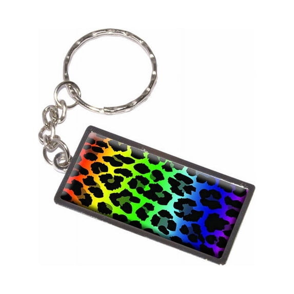 Leopard Spots Animal Print Rainbow Keychain Key Chain Ring - Walmart.com
