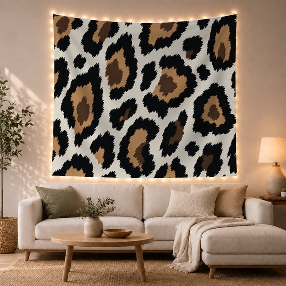 Leopard Spots in High Contrast Safari Pattern Dramatic Rustic Style for Animal Print Lovers Wildlife Decor Birthday Gift Tapestry Wall Hanging for Bedroom, Living Room and Dorm