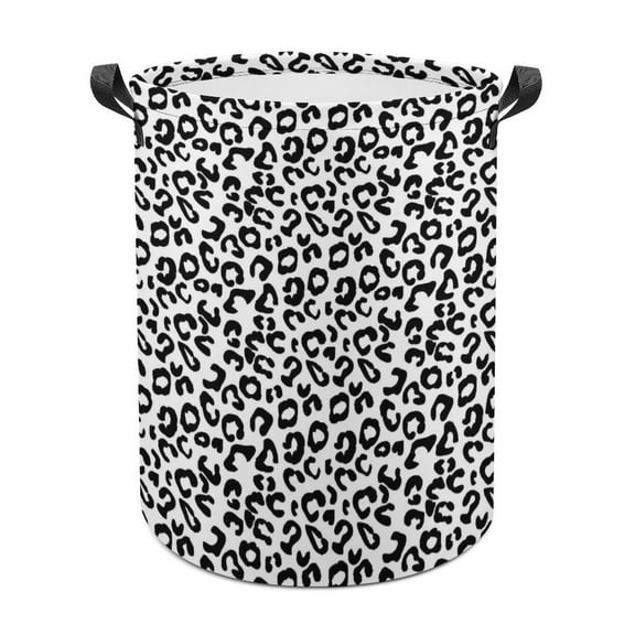 Leopard Spots Laundry Bag, Collapsible Round Laundry Hamper with Handle, Laundry Basket for Clothes, Toys, Extra Tall Washing Bin for Home Storage
