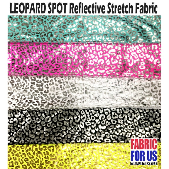 Leopard Spots Reflective Stretch Fabric 58/60" Wide in 5 Colors