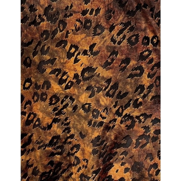 Leopard Spots See Thru Burnout Velvet Stretch Fabric Brown L-667 M