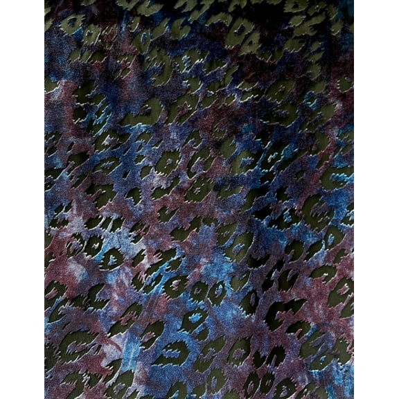 Leopard Spots See Thru Burnout Velvet Stretch Fabric Purple L-667-N