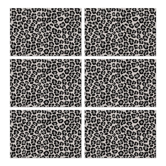 Leopard Spots Table Mats Set of 6, Flax Linen Heat Resistant Wrinkle Free Design with Modern Animal Print for Jungle Dining Table or Cute Decor