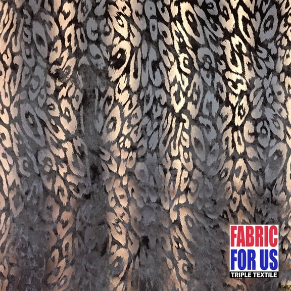 Leopard Spots in Waves Polyester Stretch Fabric Black / Copper 58" Wide L-667-I