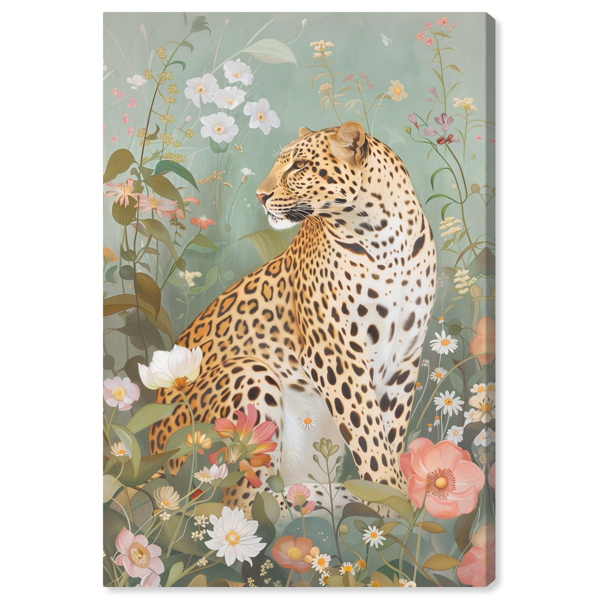 Leopard Spring Canvas Vintage Animal Art by Art Remedy, Gallery Wrapped, 20" x 30"