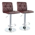 thumbnail image 1 of Leopard Square Back Diagonal Line Adjustable Spin Counter Bar Stool,Set of 2,Brown, 1 of 6