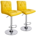 thumbnail image 1 of Leopard Square Back Diagonal Line Adjustable Spin Counter Bar Stool,Set of 2,Yellow, 1 of 5