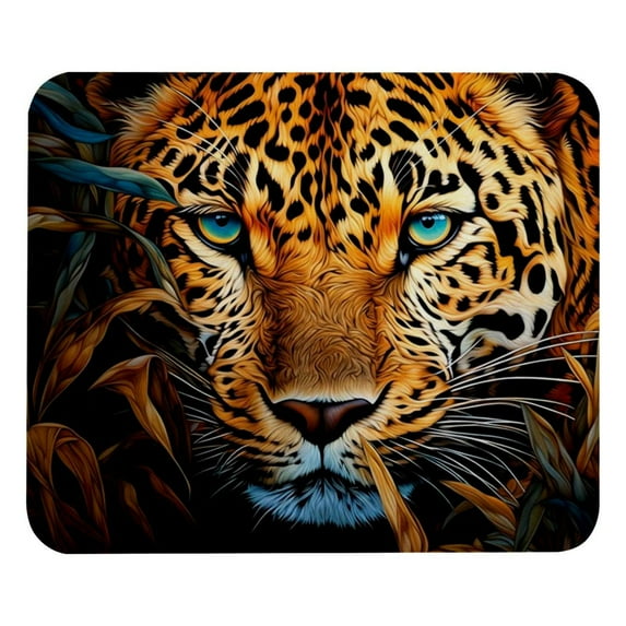 Leopard Square Gaming Mousepad Desk Mat Non-Slip Rubber Bottom Printed 8.3x9.8 Inch Suitable for Office and Gaming