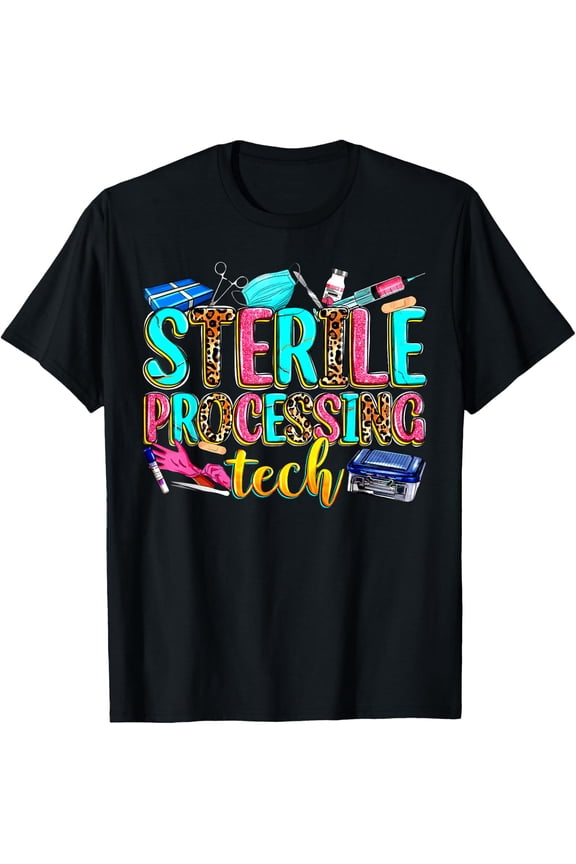 Leopard Sterile Processing Tech Spd Tech Week Nurse Life T-Shirt Size S-5XL