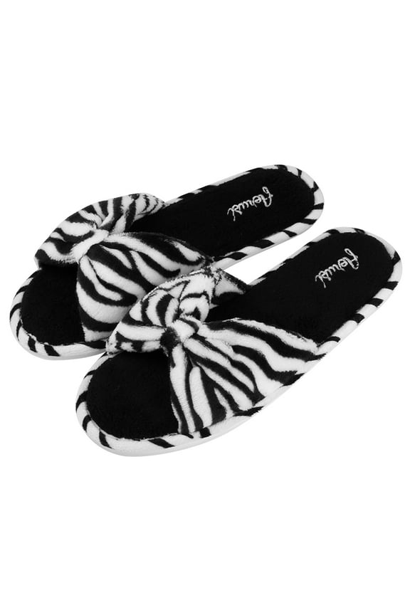 Leopard Style Memory Foam Woven Non-Slip Indoor Cozy Pom Knit Spa Women Slippers