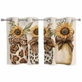 thumbnail image 1 of Leopard Sunflower Glass Bottle Kitchen Curtains Small Short 39 Inch Length, Brown Bow Rustic Grommet Top Bedroom Living Room Curtains, Light Filtering Cafe Curtain Drapes 2 Panels Set 55''x39'', 1 of 9