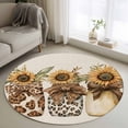 thumbnail image 1 of Leopard Sunflower Glass Round Rug 3.3ft Washable Circle Entryway Rugs Non Slip Brown Bow Rustic Area Rug Indoor Floor Carpet for Bedroom Kitchen Living Room Home Office Dining Room Nursery, 1 of 8