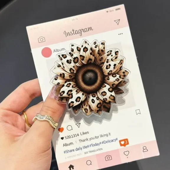 Leopard Sunflower Magsafe Phone Grip  Magnetic Pop Socket & Kickstand  Fall Gift