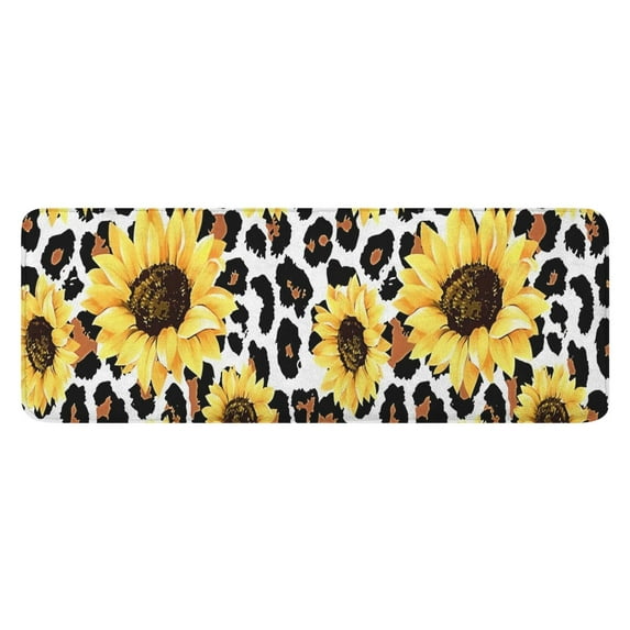 Leopard Sunflower Pattern Kitchen Rug Mat,Kitchen Runner Rugs Non Skid Washable,Decorative Kitchen Floor Mats for Kitchen,Sink,Laundry,17"x47.2"