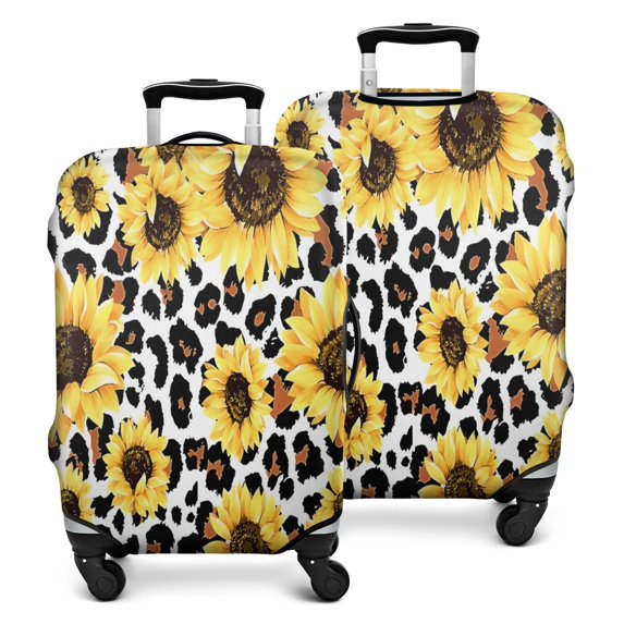 Leopard Sunflower Pattern Luggage Cover Fashion Suitcase Cover Baggage Covers Fit 25-28 Inch Luggage (Go Travel)