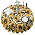 thumbnail image 1 of Leopard Sunflower Pattern Round Tablecloth 60"x60",Wrinkle Wipeable Table Cloth for Kitchen Dining Room Picnic Patio Party, 1 of 6