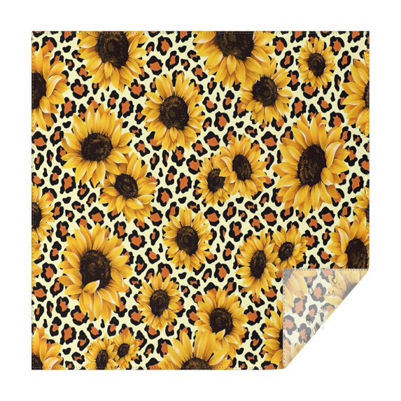 Leopard Sunflower Pattern Square Tablecloth,Waterproof Square Table Cover,Wipeable Spillproof Washable Table Cover for Home Kitchen Party Decor 42"X42"(107x107cm)