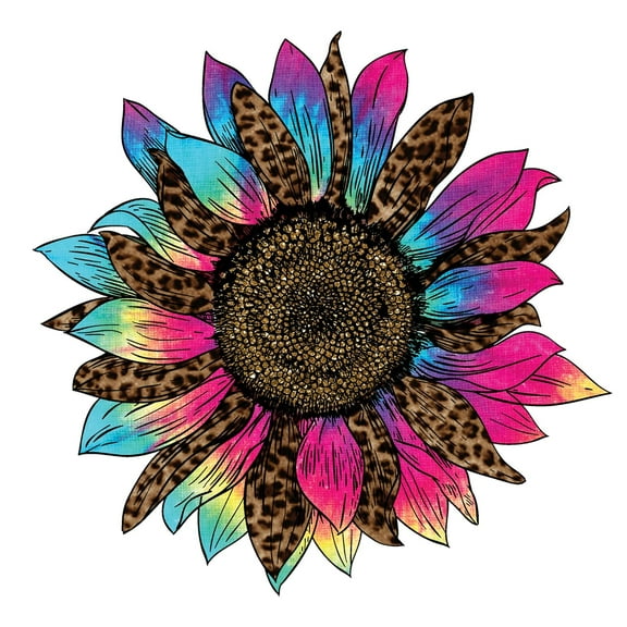 Leopard Sunflower Tie Dye Ready to Press Sublimation Transfer, Ready to Use, Cheetah, Shirt/Mug Sizes, Sub Image Ready to Press, DIY Shirt (Adult x10)