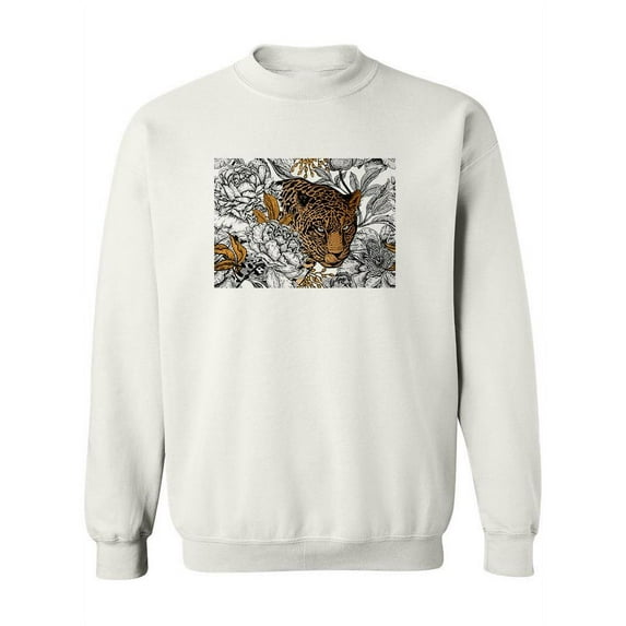 Leopard Surrounded By Peonies Sweatshirt Women -Image by Shutterstock, Female 5X-Large
