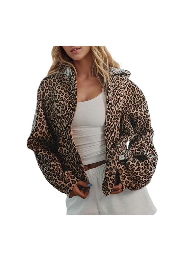 Leopard Sweatshirts for Women Long Sleeve Cheetah Print Hoodies Full Zip Fashion Casual Jackets
