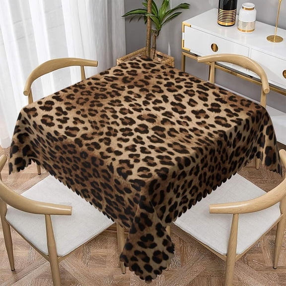 Leopard Tablecloths Brown Cheetah Print Decorative Modern Washable Reusable Table Covers for Home Kitchen Dining Room,Party