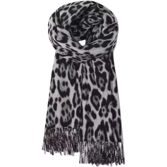 Leopard Tassels Scarf Lady Oversized Long Soft Warm Wrap Shawl Windproof Winter Neck Warmer Animal Print Scarves for Women
