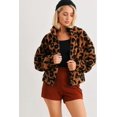 thumbnail image 1 of Leopard Teddy Zip-up Two Pocket Jacket Camel Leopard ' S, 1 of 5