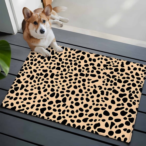 Leopard Texture 2x3 Area Rugs for Living Room, Wild Animal Camo Non Slip Floor Mat Washable Low-Profile Indoor Carpet for Bedroom, Dining Room, Bathroom