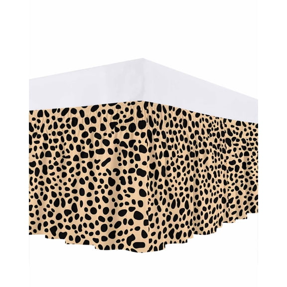 Leopard Texture Bed Skirt Wild Animal Camo Bed Skirts King Size 18 Inch Drop, Wrap Around Dust Ruffle&nbsp;Bedskirt with Adjustable Elastic Belt for Queen Size Beds