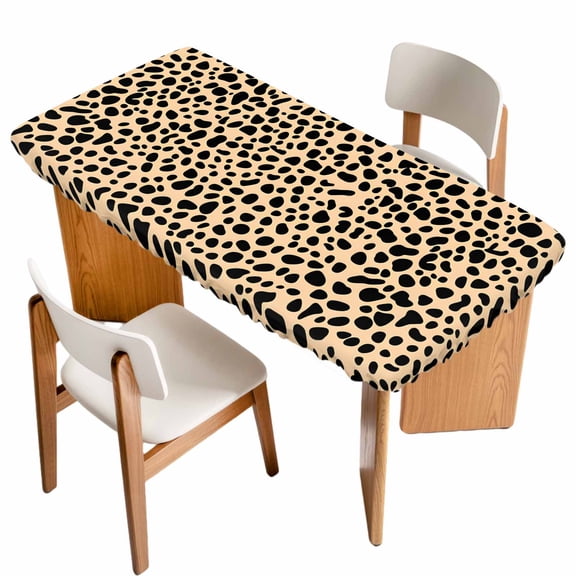 Leopard Texture Fitted Rectangle Tablecloth 24" x 50" Wild Animal Camo Elastic Table Cloth Fits for 4 Foot Folding Tables Waterproof Table Cover for Picnic Camping Outdoor