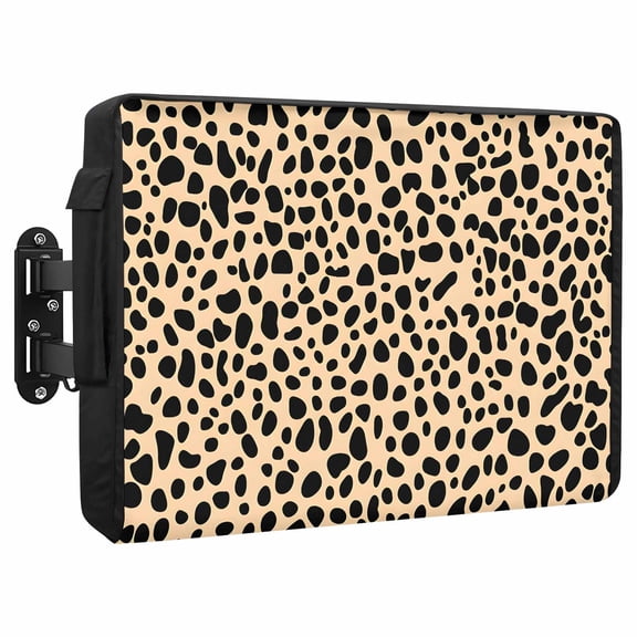 Leopard Texture Outdoor TV Cover 80 to 85 Inch Wild Animal Camo Weatherproof and Waterproof TV Cover Heavy Duty Outside Flat TV Screen Protector with Remote Control Pocket