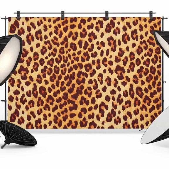 Leopard Texture Print Backdrop for Photoshoot,Photography Photo Studio Background Wall Backdrop,Orange Yellow Retro Farmhouse Back Drop Banner Panel for Portraits Wedding Party Live Streaming 8x6Ft