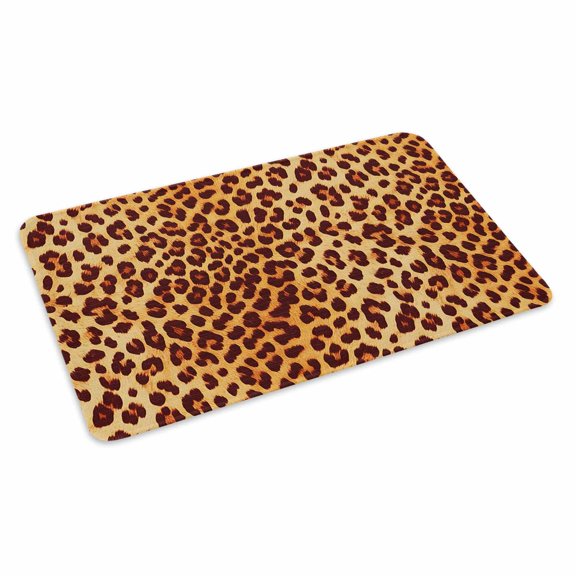 Leopard Texture Print Doormat Outdoor Entrance 18"x30", Orange Yellow Retro Farmhouse Absorb Moisture Dirt Door Mats, Non-Slip Rubber Backing Floor Mats Indoor, Low-Profile Front Door Rugs